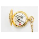 Vintage Mickey Verichron Gold Tone Pocket Watch