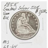 1855 BU Seated Liberty Silver Half Dollar Coin