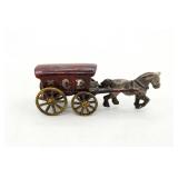 Vintage Cast Iron Horse Drawn Ice Wagon Toy