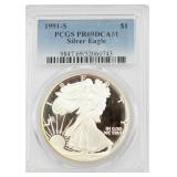 1991-S PCGS PR 69 DCAM SIlver Eagle Dollar