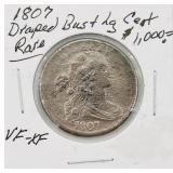 1807 Draped BUst Large Cent Coin RARE VF-XF