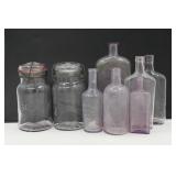 Antique Amethyst Purple Class Bottle & Jar Lot