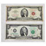1963 Red & 1976 US $2 Currency Notes