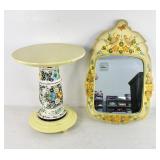 Vintage Hand Painted End Table & Wall Mirror
