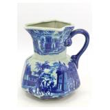 Antique Victoria Ironstone Blue & White Pitcher