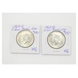 (2) 1969-D 40% Silver Kenned Half Dollar Coins
