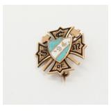Antique 14K Yellow Gold Enamel Masonic Pin