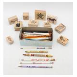 Vintage Advertising Pencils & Stamp Block Lot