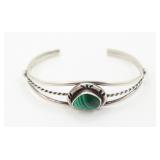 Navajo Sterling Silver Malachite Bracelet