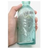 Antique PIONEER SODA WORKS Blue Glass Bottle