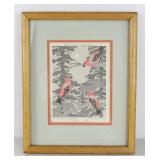 1984 Janet Quaccia Alaska Pine Grosbeaks Art Print