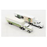 (2) John Deere 1/64 Scale Semi Tractor Trailers