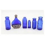 (6) Antique Cobalt Glass Bottle Collection