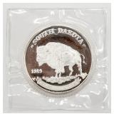 1989 1 OZ .999 Fine Silver South Dakota Round