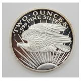 2 OZ .999 Fine Silver Saint-Gaudens Tribute Round
