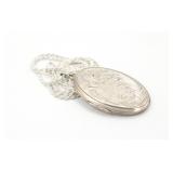 Etched Sterling Silver Locket Necklace