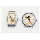 (2) Vintage Mickey Walt Disney Mechanical Watches