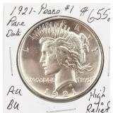 1921 Silver Peace Dollar AU/BU RARE Date