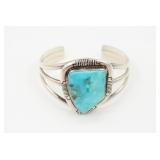 Beautiful Navajo Sterling Silver Turquoise Cuff