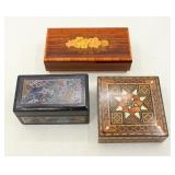(3) Vintage Inlay and Decorative Trinket Boxes