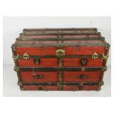 Antique Red Steamer Trunk