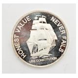 1 Troy OZ .999 Fine Silver USS Constitution Round