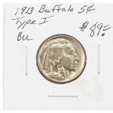 1913 BU Buffalo Nickel Type I