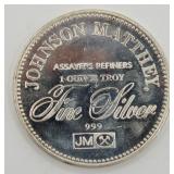 1 TROY OZ .999 Fine Silver JM Councel Round
