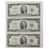 (4) 1963 $2 Two Dollar Red Seal Currency Notes