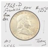 1963-D BU Silver Franklin Half Dollar