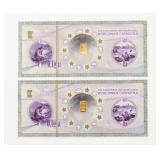 (2) .10g .999.9 Fine Gold Karatbars Bars (.20g T)