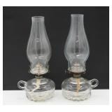 Vintage Lamplight Glass Finger Oil Lamp Set