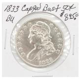 1833 BU Capped Bust Silver Half Dollar Coin