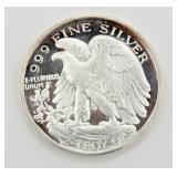 2 Troy OZ .999 Fine Silver Walking Bullion Round