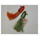 2ct Vintage Artificial Fly Jigs Green & Orange