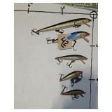 5ct Vtg Rapala Silver/ Black Floating Minnow Lures