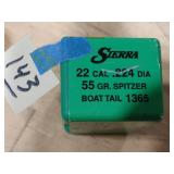Sierra 22Cal .224Dia 55gr Spitzer Boat Tail SEALED