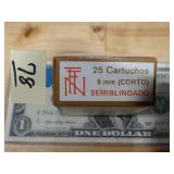 S&B 9mm (Corto) 380 Auto 25rnds