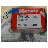 Hornady 6mm Cal .243 75gr HP 50ct