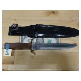 Dagger w/ Wood Handle Leathe Black Knife Sheath