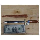 dagger Knife w/ Leather Sheath 11ï¿½' OA