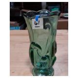 Green Fenton Vase Marked Marble On Bottom