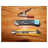 3ct Lot:2 Razor Blade Knives & 1ct Spring Clamp