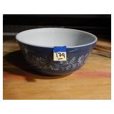 Pyrex Blue Glass Bowl w/ Floral Design