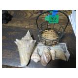 Small Metal Basket w/ Sea Shells
