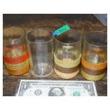 1960's-1970's Drinking Glasses 3 w/ Twine 1 w/o