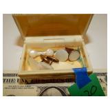 2prs Cufflinks & Trinket Box Leg Broke