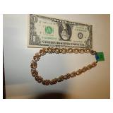 Gold Colored Choker Style Necklace w/ Rhinestone