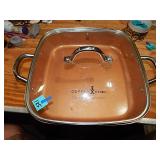 12' Square Frying Pan w/ Lid 'Copper Chef'