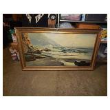 Large 54' x 30' Framed Ocean Beach Picture